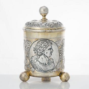 Johann I Drentwett, lockbägare, silver, Augsburg 1695-1700. Barock.