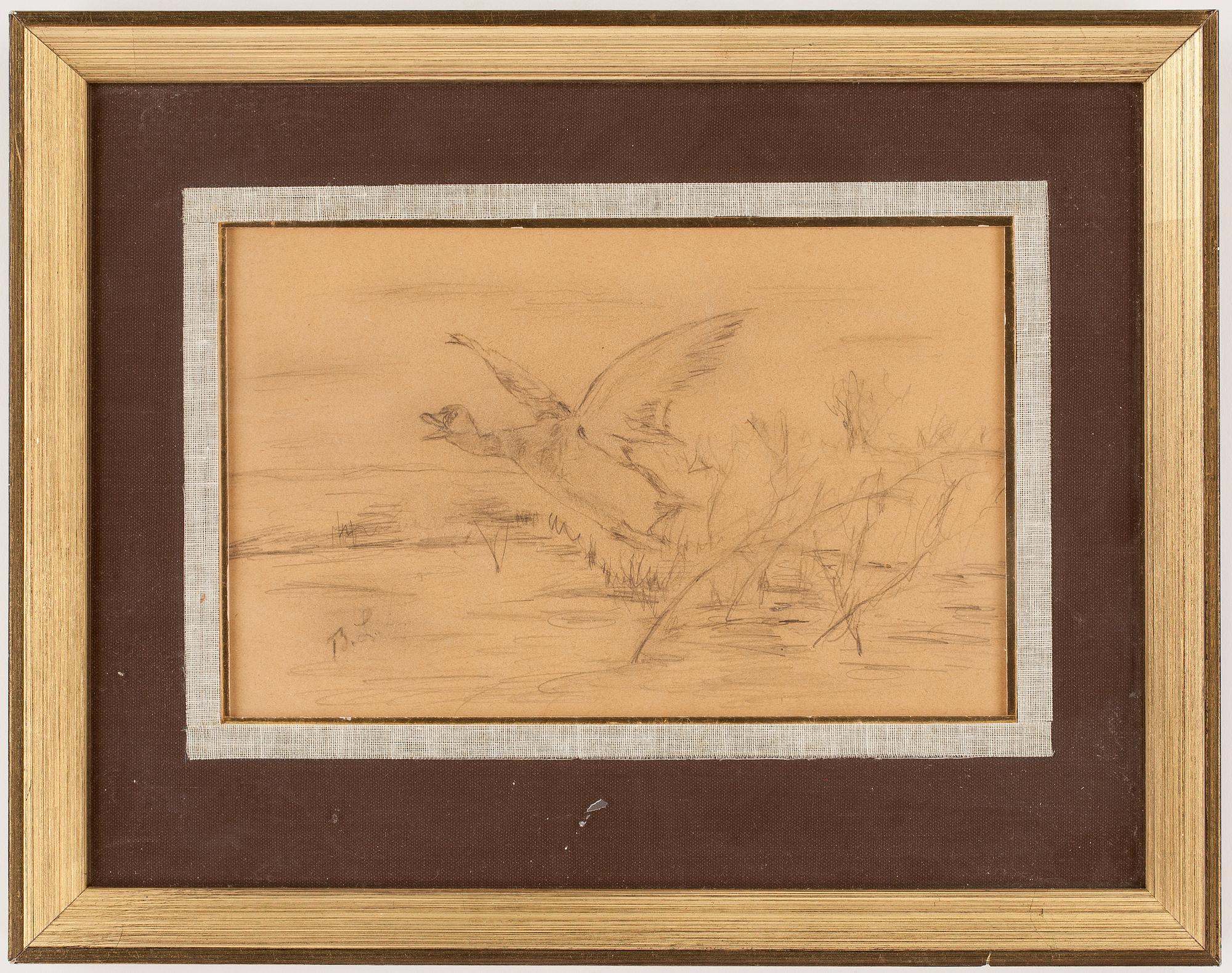 BRUNO LILJEFORS, blyertsteckning, monogramsignerad.