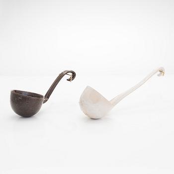 Kyllikki Salmenhaara,  two stoneware, ladle, signed KS.