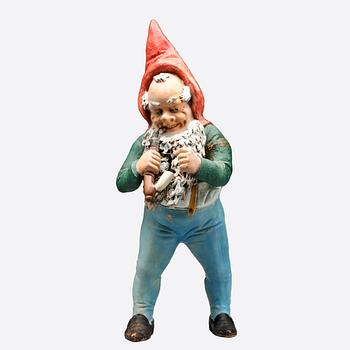 Gnome probably Germany first half/mid 20th century painted terracotta.