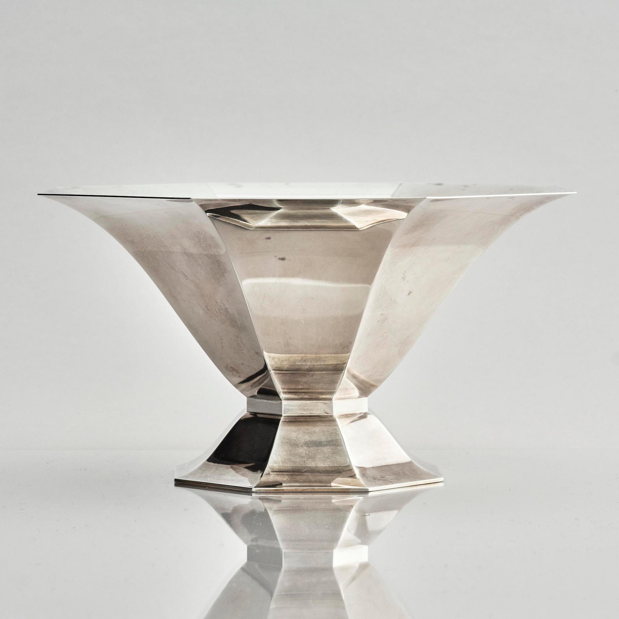 Wiwen Nilsson, a sterling silver bowl on foot, Lund, Sweden 1942.