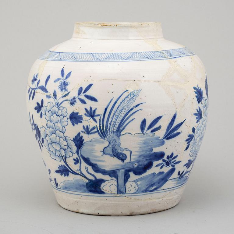 A faiance jar, 18th Century.