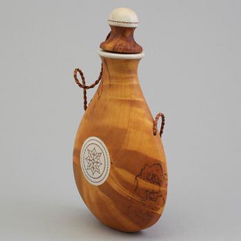 TORE SUNNA, a Sami birch and reindeer horn salt flask, signed Tore Sunna.