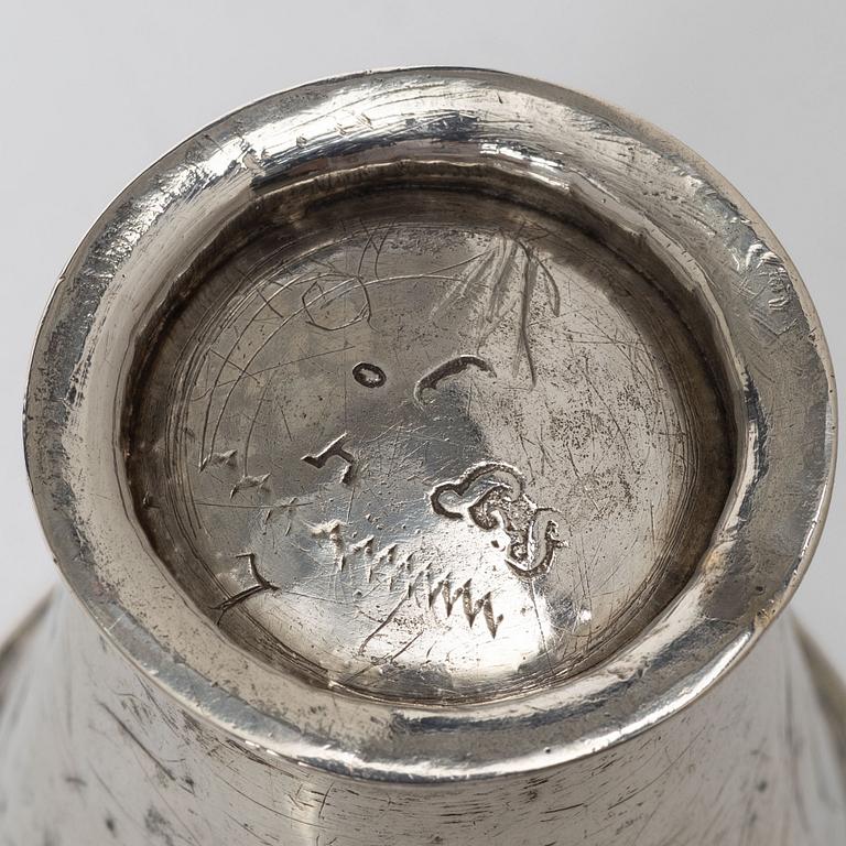 Two Swedish silver 18th Century beakers.