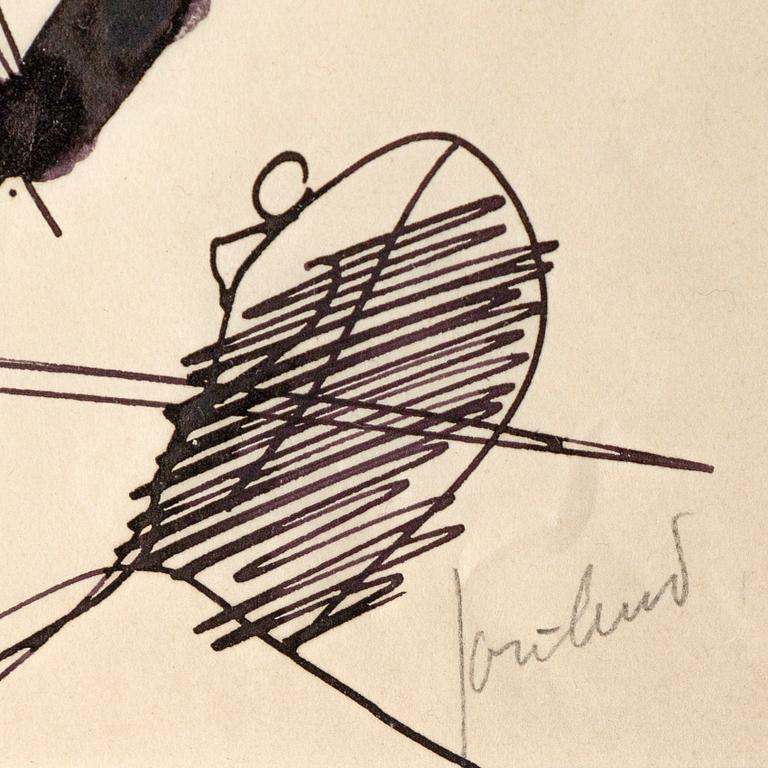 John Jon-And, blandteknik på papper, signerad.