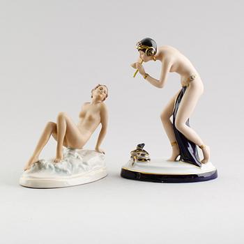 FIGURER, 2 st, porslin, Royal Dux, 1900-talets första hälft.