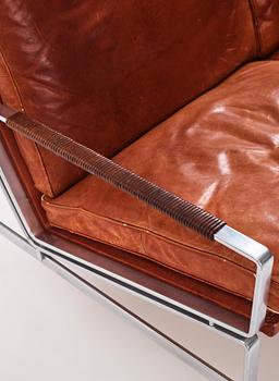 Preben Fabricius & Jørgen Kastholm, a two-seated brown leather sofa, Kill International, Germany 1960s.