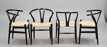 KARMSTOLAR, 4 st, Y-stolen, formgivna av Hans Wegner 1950, tillverkade av Carl Hansen & Son, Odense, 2006.