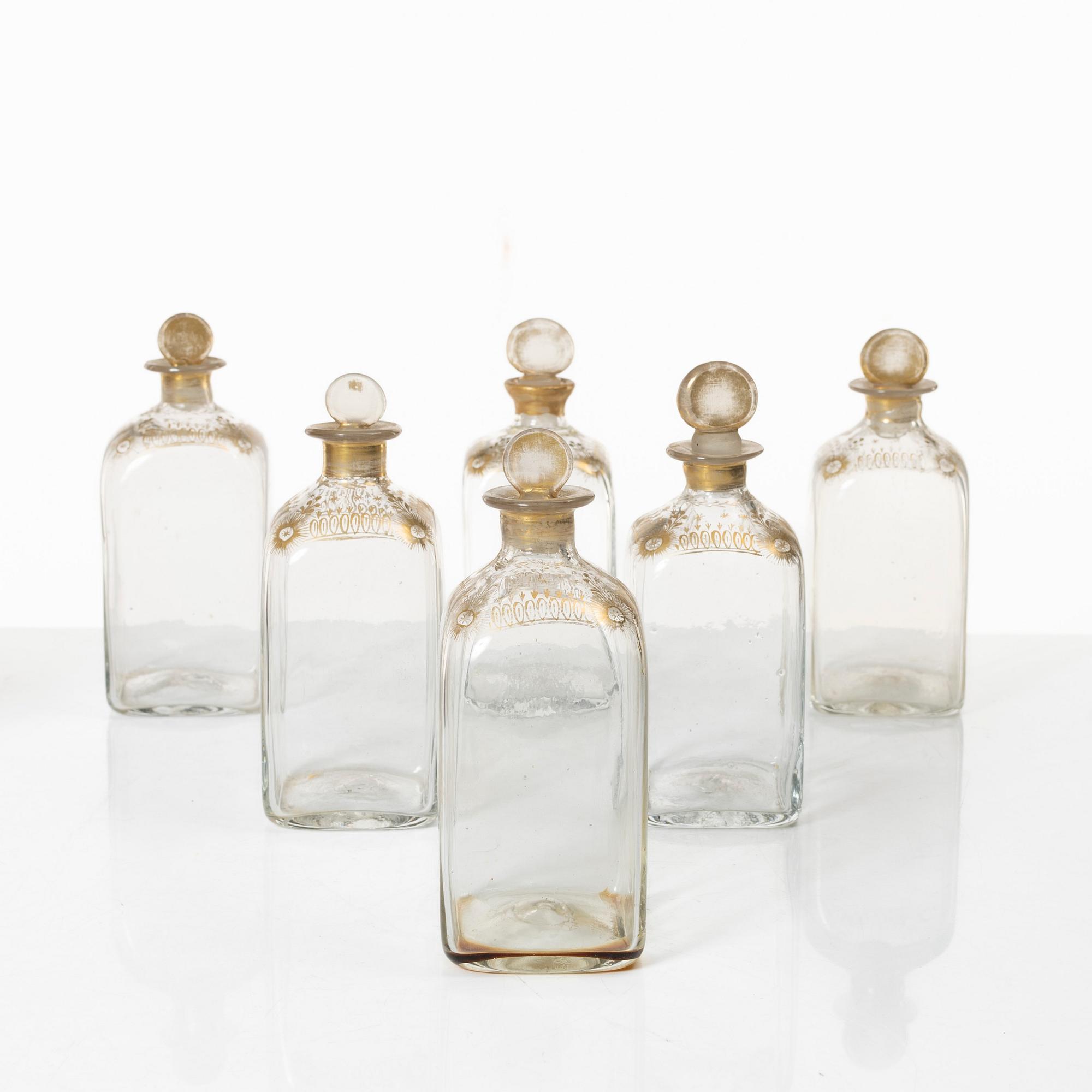 A box with bottles, late Gustavian, circa 1800.