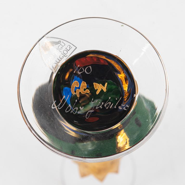 Gunnar Cyrén, snapsglas 2 st sk djävulsglas ur serien "Nobel Orrefors".