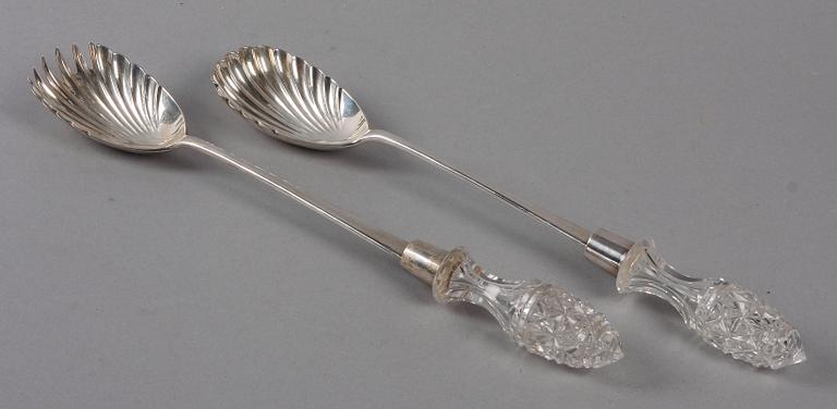 SERVERINGSBESTICK, silver och glas, George Howson, Harrison Brothers & Howson, Sheffield, England, 1901.