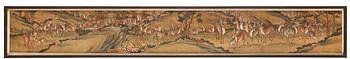 A hand scroll of 59 reindeers in a landscape, Qing dynasty.