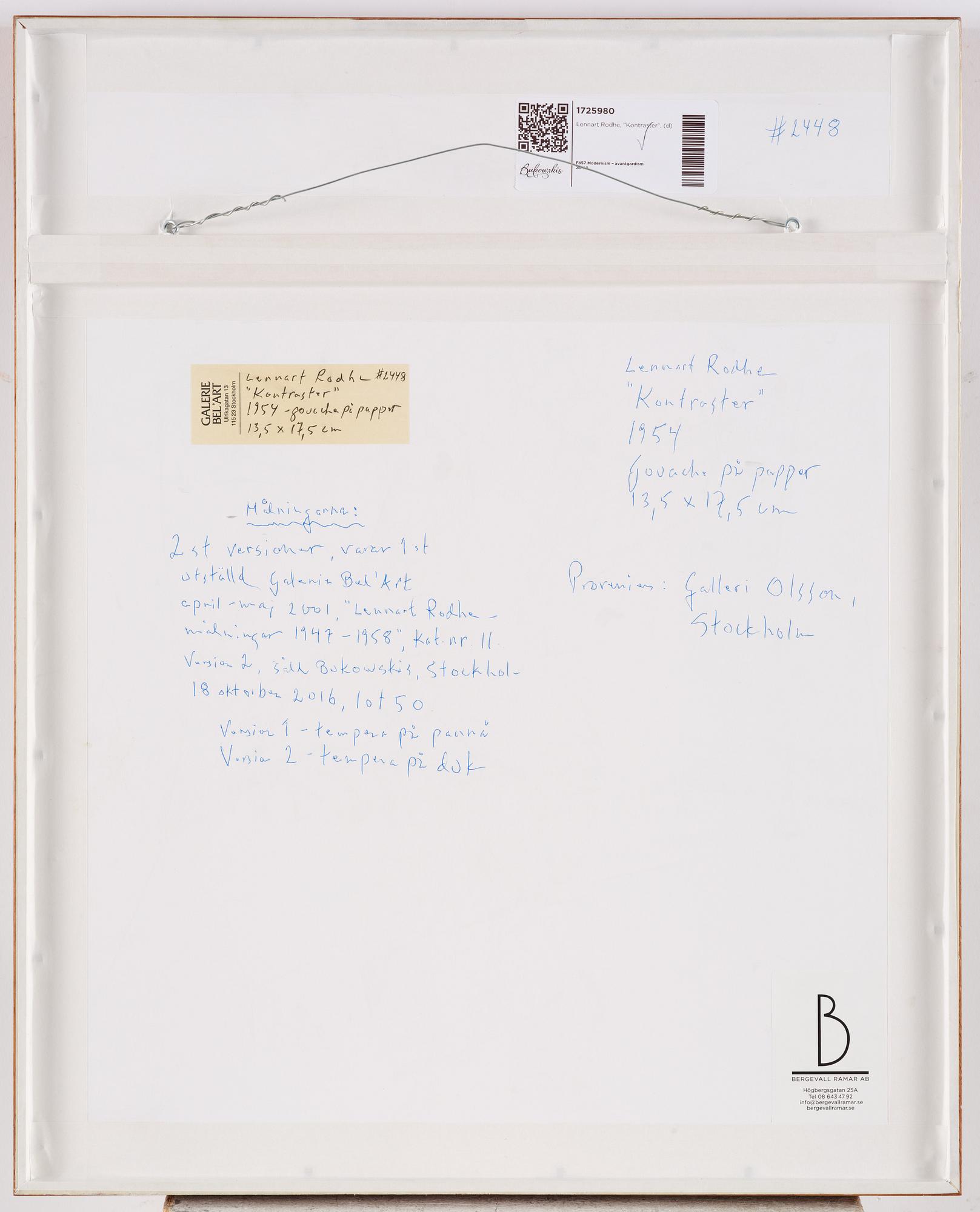 Lennart Rodhe, "Kontraster".