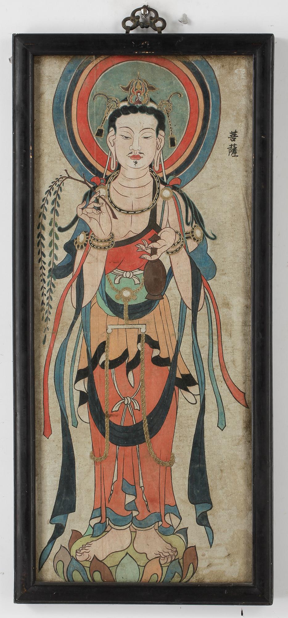 OKÄND KONSTNÄR, blandteknik på duk, Japan, omkring 1900.