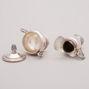 SOCKERSKÅL och GRÄDDSNÄCKA, silver, Italien, finska kontrollstämplar 1978.