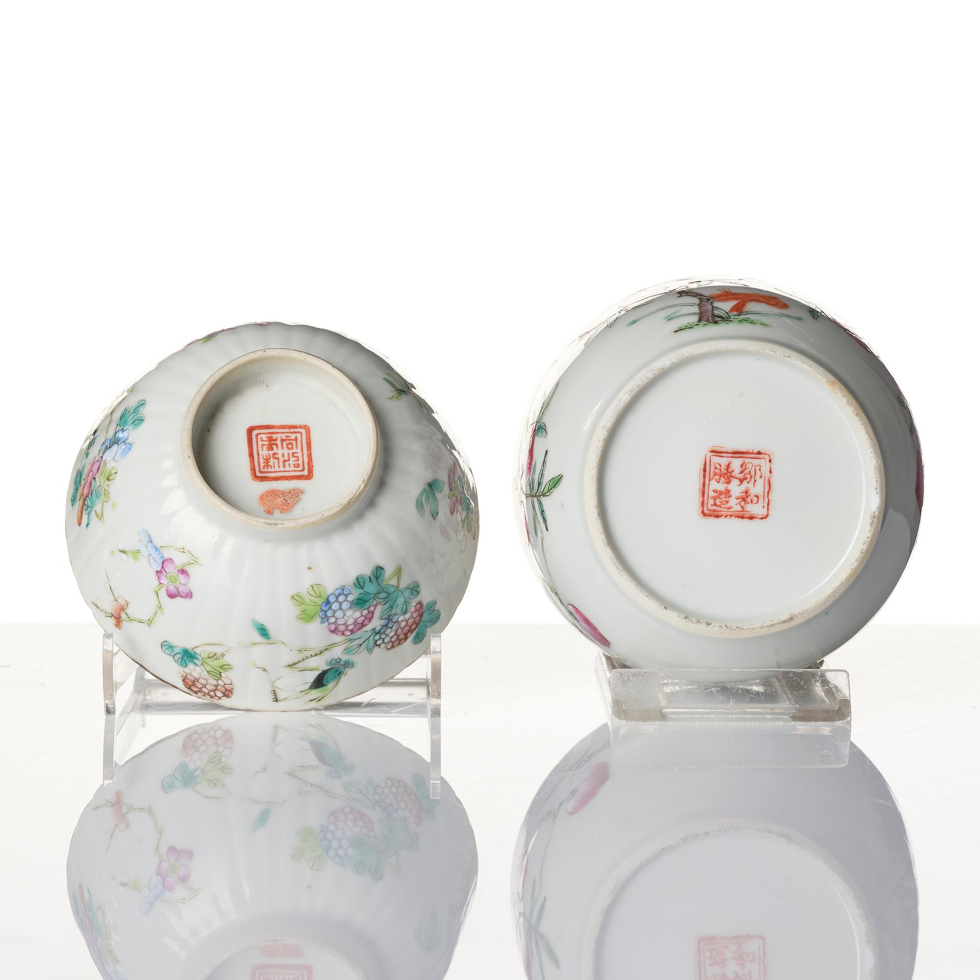 Parti, sex delar, porslin. Sen Qingdynasti/tidigt 1900-tal.