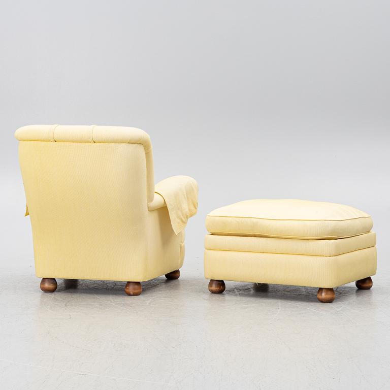 Josef Frank, armchair with footstool, model 336, Svenskt Tenn.