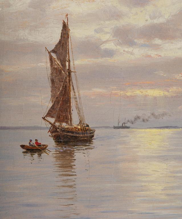 Oscar Kleineh, Skiff on a calm sea.