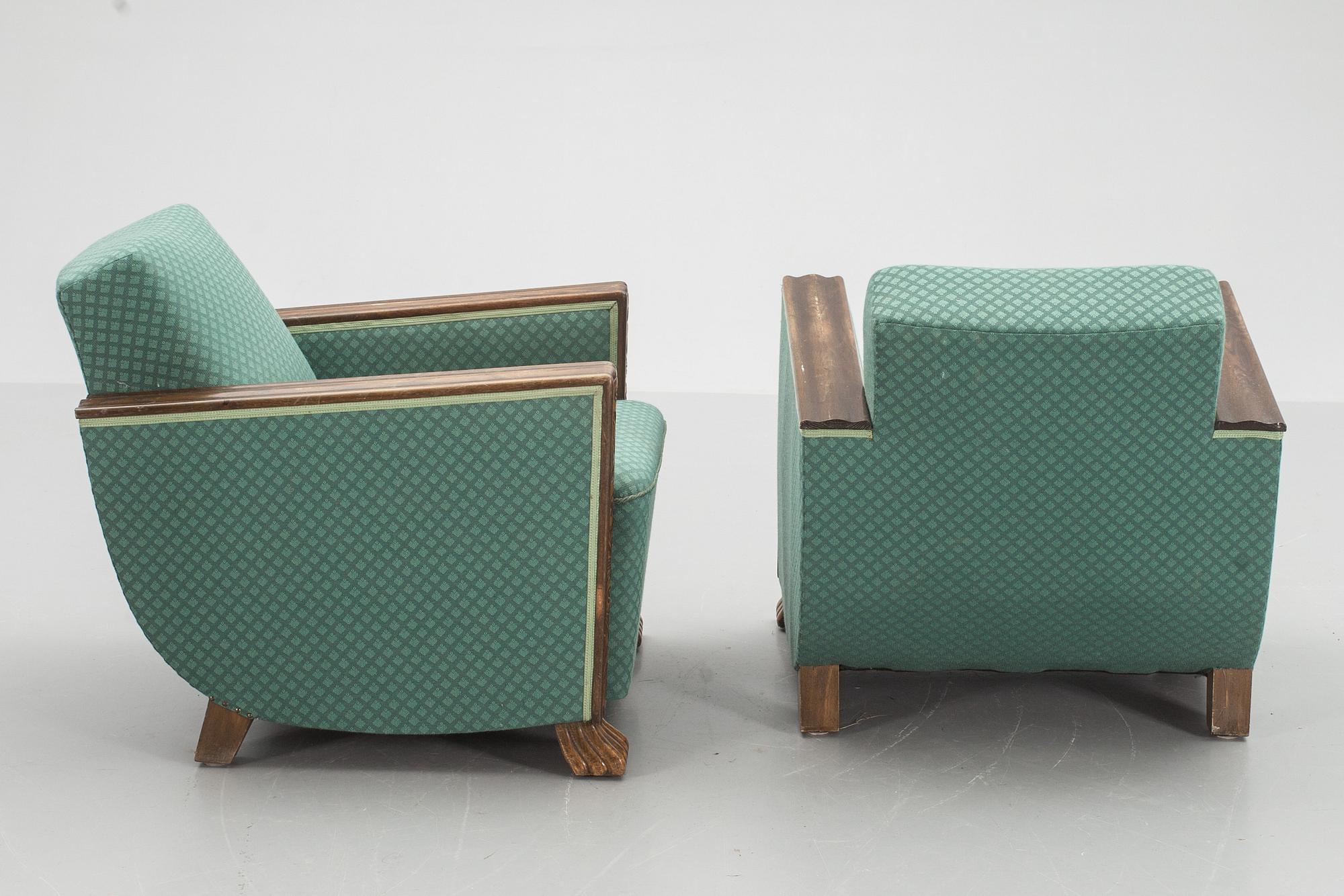 FÅTÖLJER, ett par, Art deco, 1900-talets första hälft.