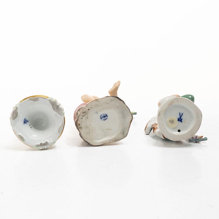 A group of three porcelain figures, Meissen and Höchst, 19/20th century.