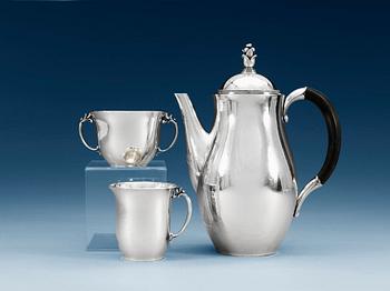 1098. A Harald Nielsen 3 pieces coffee service, Georg Jensen, Copenhagen 1945-51, sterling, design nr 456 A & B.