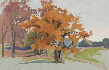 watercolour and gouache on paper, signed and dated 1952.