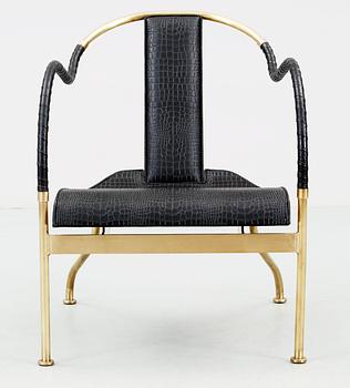 A Mats Theselius 'El Rey' brass and leather easy chair, Källemo AB, Värnamo, Sweden.