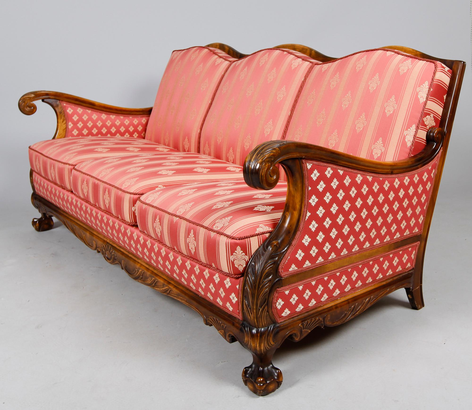 SALONGSMÖBEL, 4 del, Chippendalestil, 1930-tal.