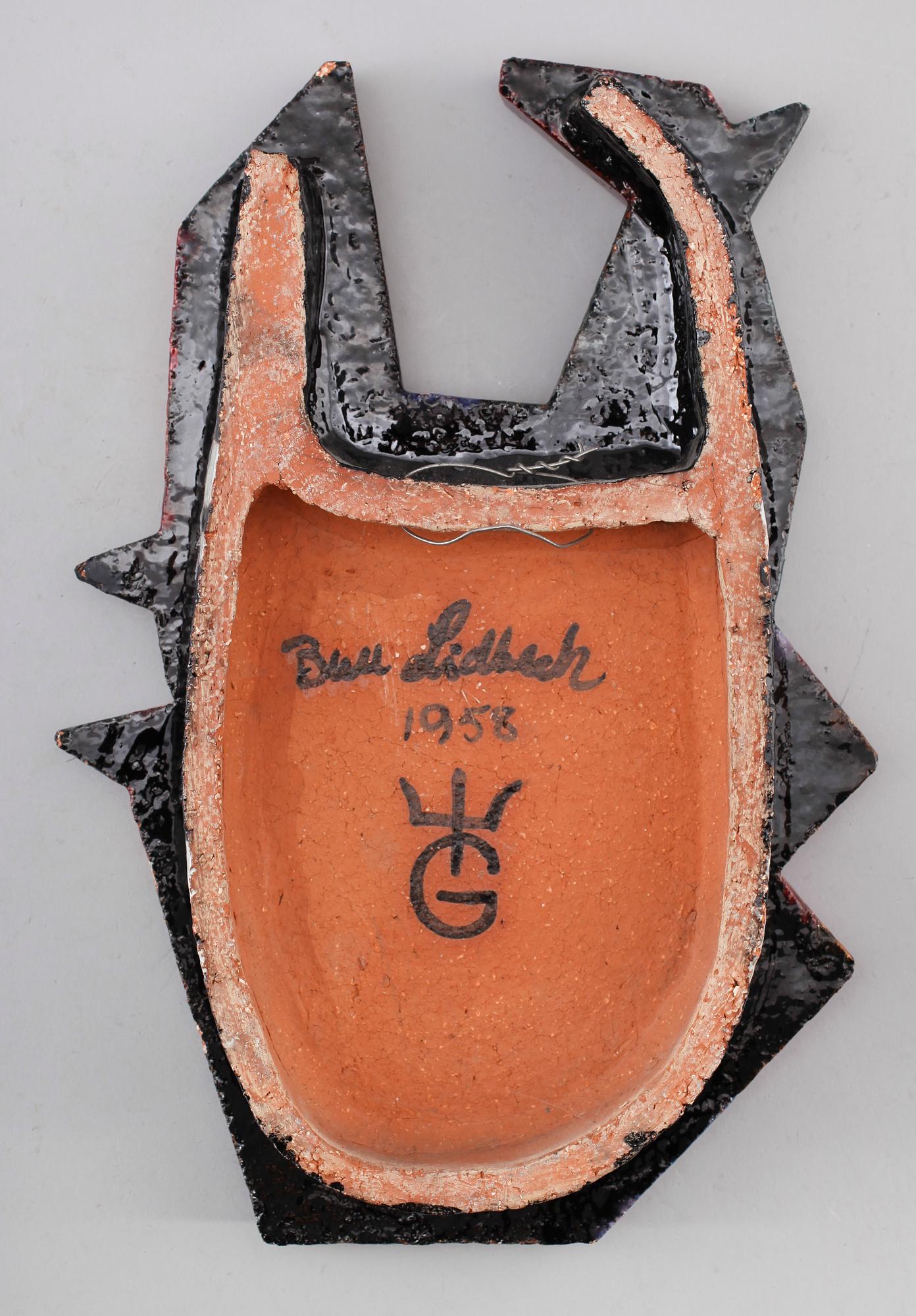 VÄGGRELIEF, keramik, Bull Lidbeck, Gabriel, 1958.
