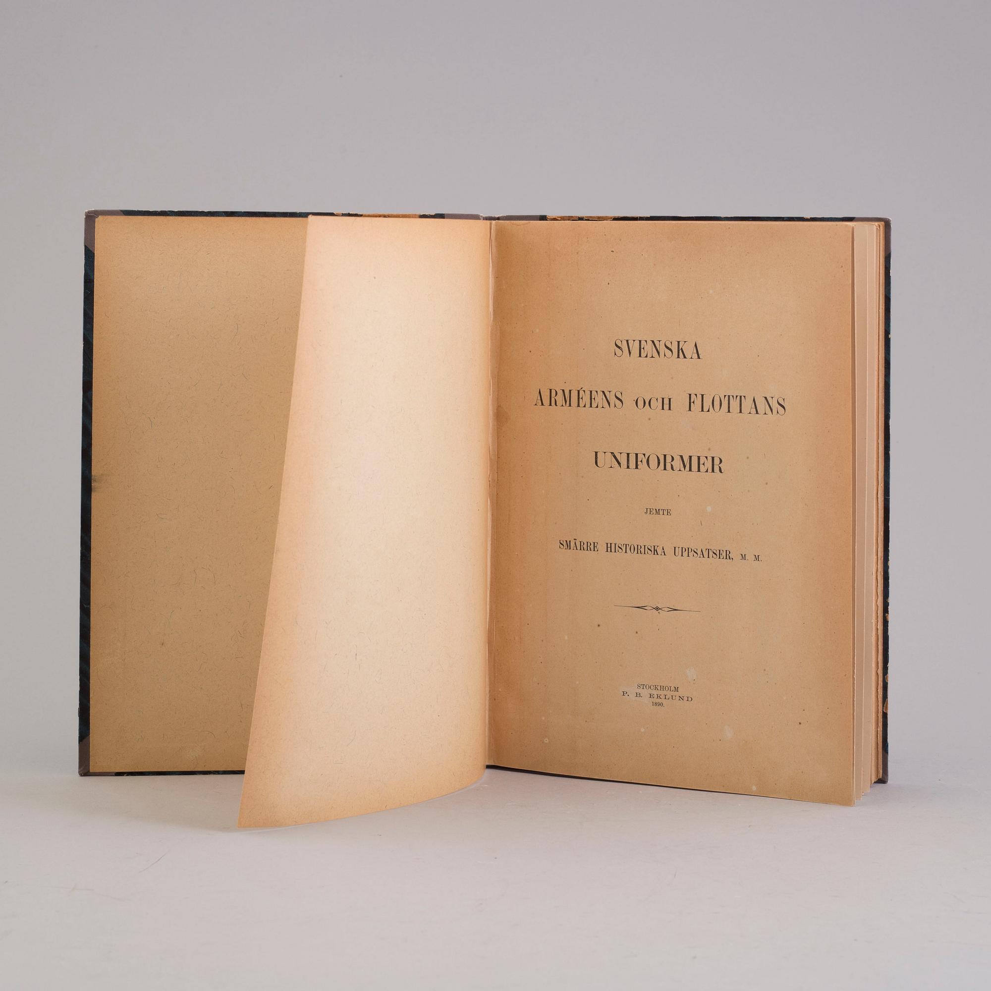 Book, Harald Oscar Prytz "Svenska arméens och flottans uniformer. Jemte smärre historiska uppsatser m.m." , 1890.