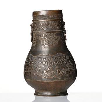 A archaistic bronze vase, Ming dynasty (1368-1644).