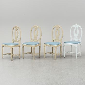 Four Gustavian chairs, early 19th century.