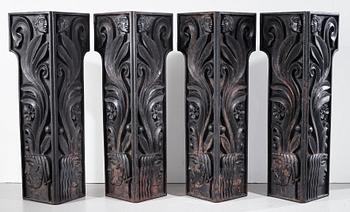 Anna Petrus, four cast iron reliefs, Näfveqvarn, Sweden, pieces of a table designed for the Metropolitan exhibition in New York 1927.