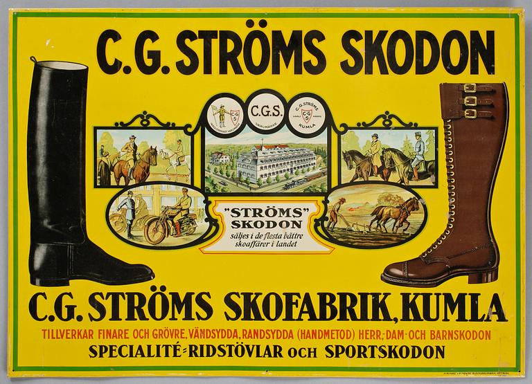 REKLAMSKYLT, litograferad plåt, 1900-talets första hälft.