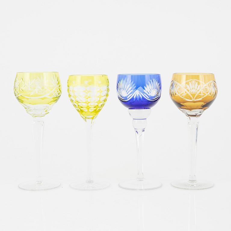 A set of 18 Bohemian style wine glasses, 20th Century.