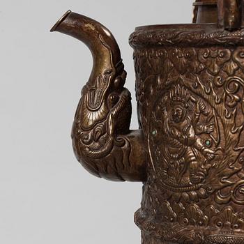 A Ceremonial ewer 'Duomuhu' with cover, Tibet 19th century.