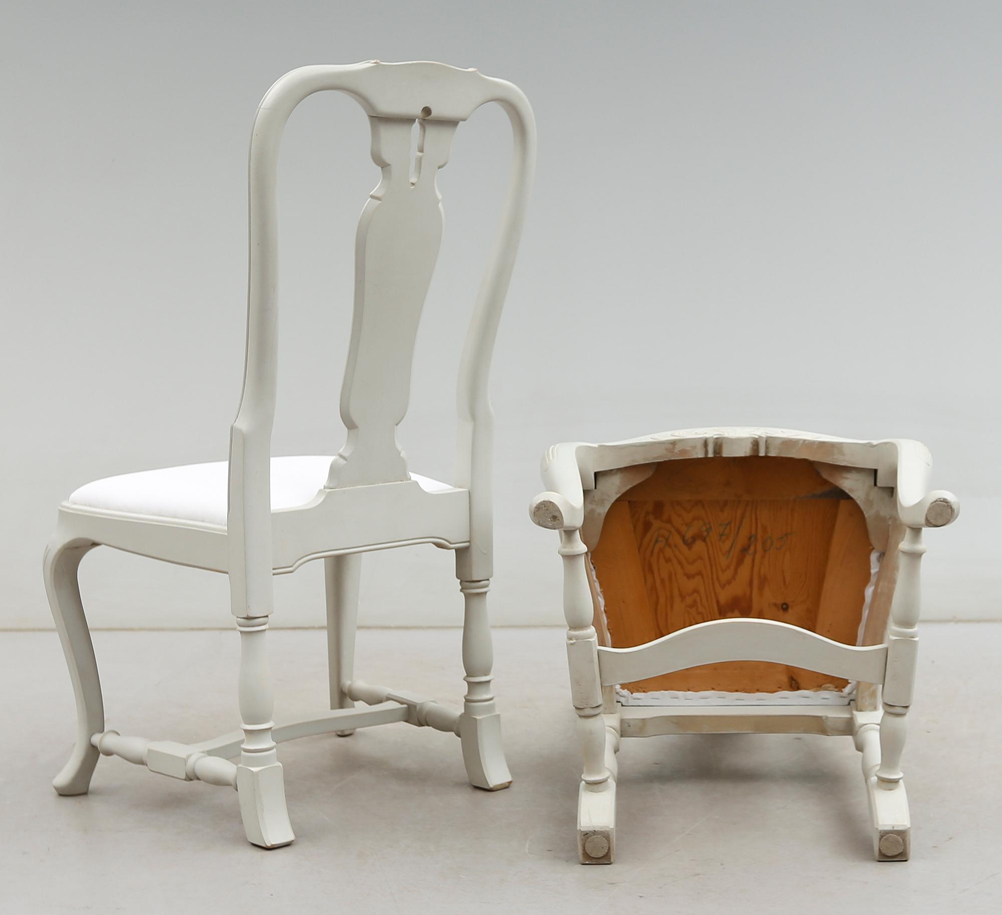 STOLAR, 6 st, rokokostil, 1900-talets mitt.