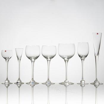 Heikki Orvola, a 111 pieces glass service, "Aurora", Nuutajärvi Notsjö, Arabia and Iittala, late 20th century.