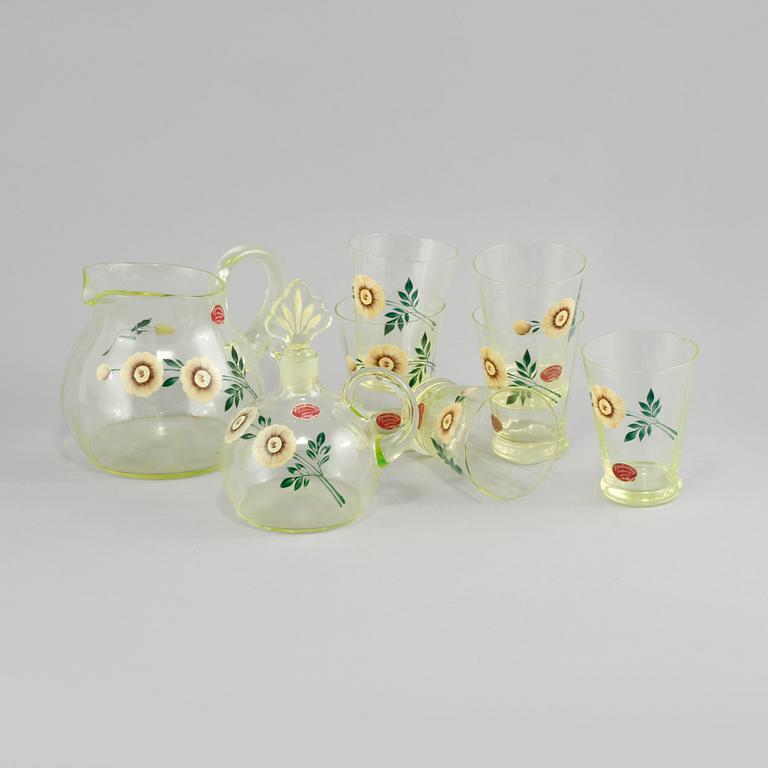 SAFTSERVIS, 8 delar, glas, Johansfors Glasbruk, omkring 1900-talets mitt.