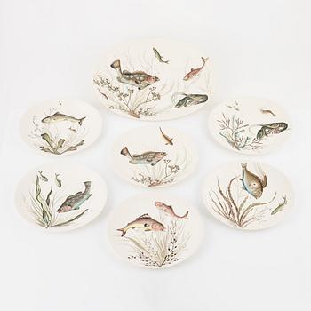 Fish service, 7 pieces, earthenware, "Fish", Johnson Bros, England.