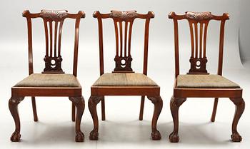 MATSALSGRUPP, 22 delar, Chippendalestil, 1800-1900-tal.