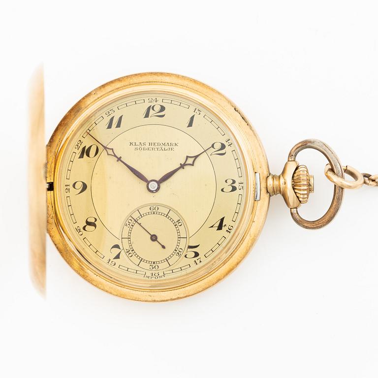 Klas Hedmark, Södertälje, pocket watch, 51 mm, hunter, "Boliden guld".