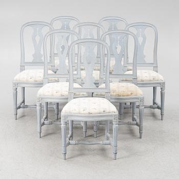 Stolar, 8, st gustaviansk stil, 1900-tal.