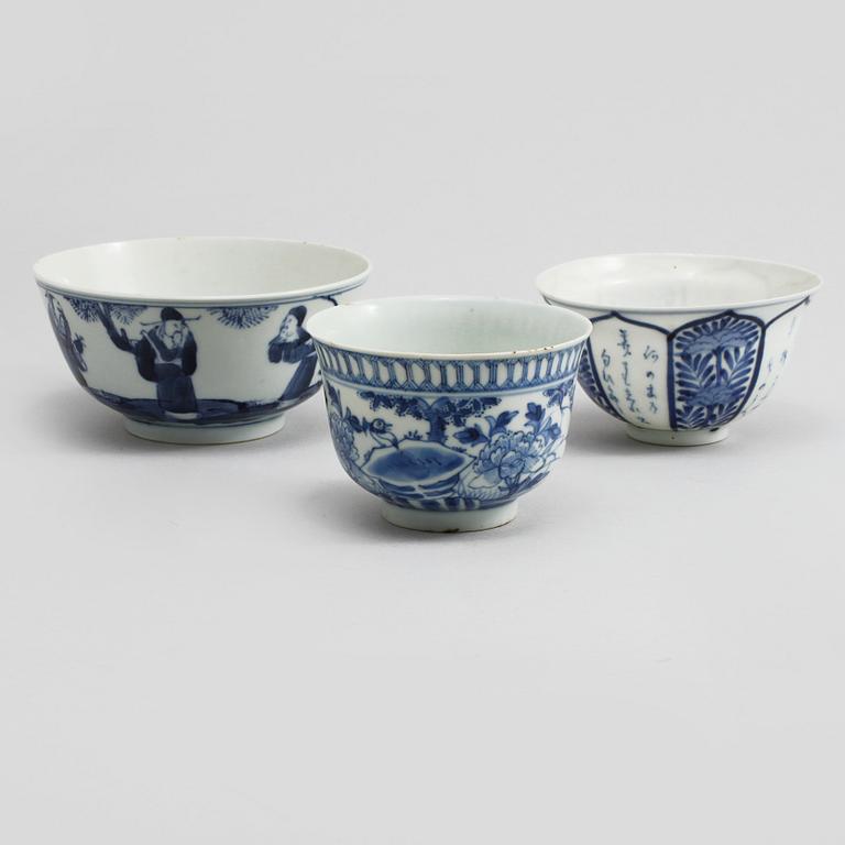 SKÅL, 3 st, porslin, Kina, Qingdynastin.