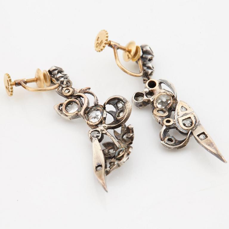 A pair of old cut diamond earrings.