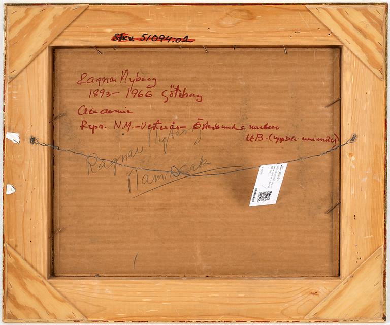 RAGNAR NYBERG, olja på pannå, signerad  o daterad 1912.