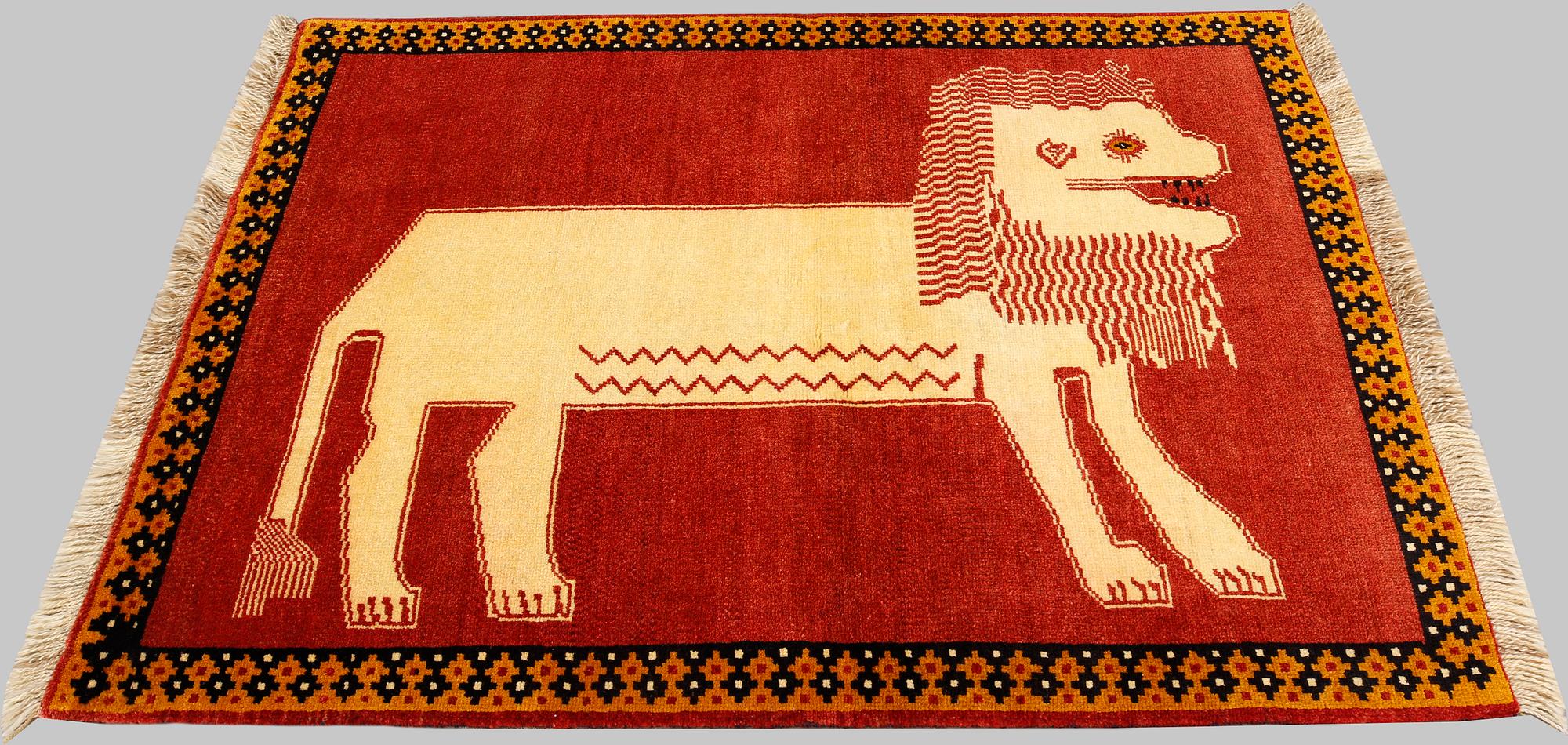 Matta, figural Qashqai, ca 137 x 95 cm.