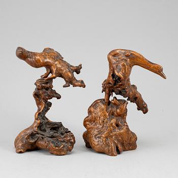 Two Chinese root sculptures, 20th century.