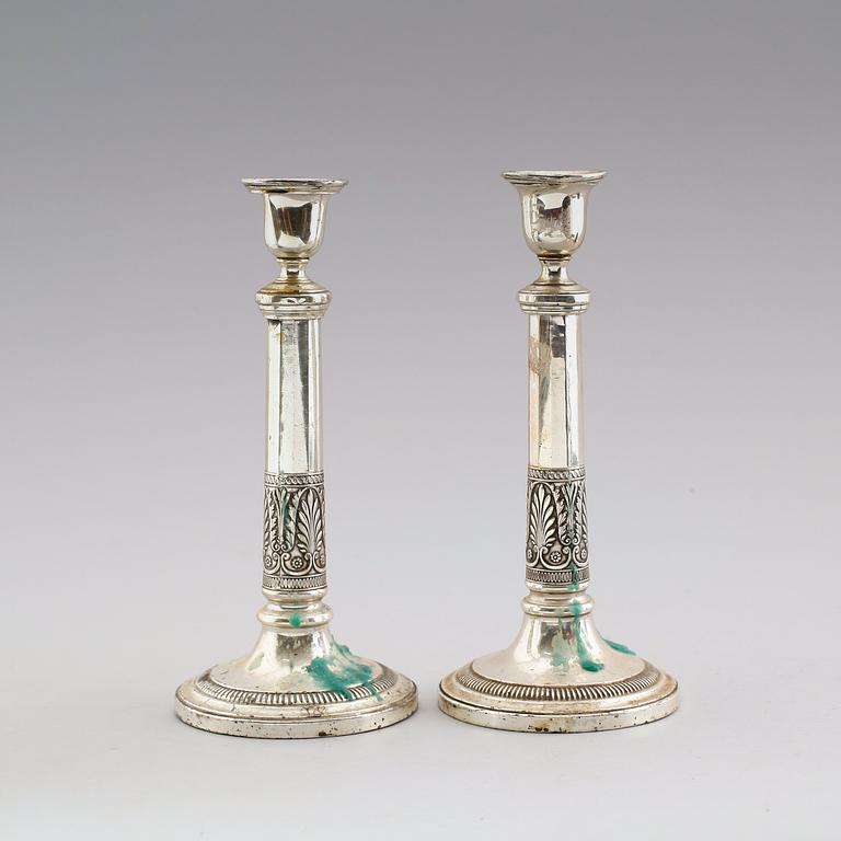 LJUSSTAKAR, 1 par, argent haché, 1800-talets första hälft.