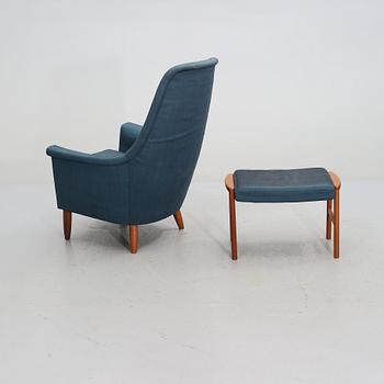 FÅTÖLJ med FOTPALL, 1950/60-tal.